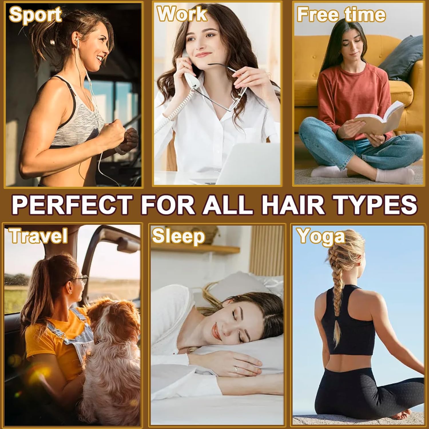 Heatless Hair Curler Set, 3 Pcs Hair Curlers No Heat, Heatless Overnight Blowout Rods with Hook for Hair Styling Tools Women Long Hair Rollers Kahki