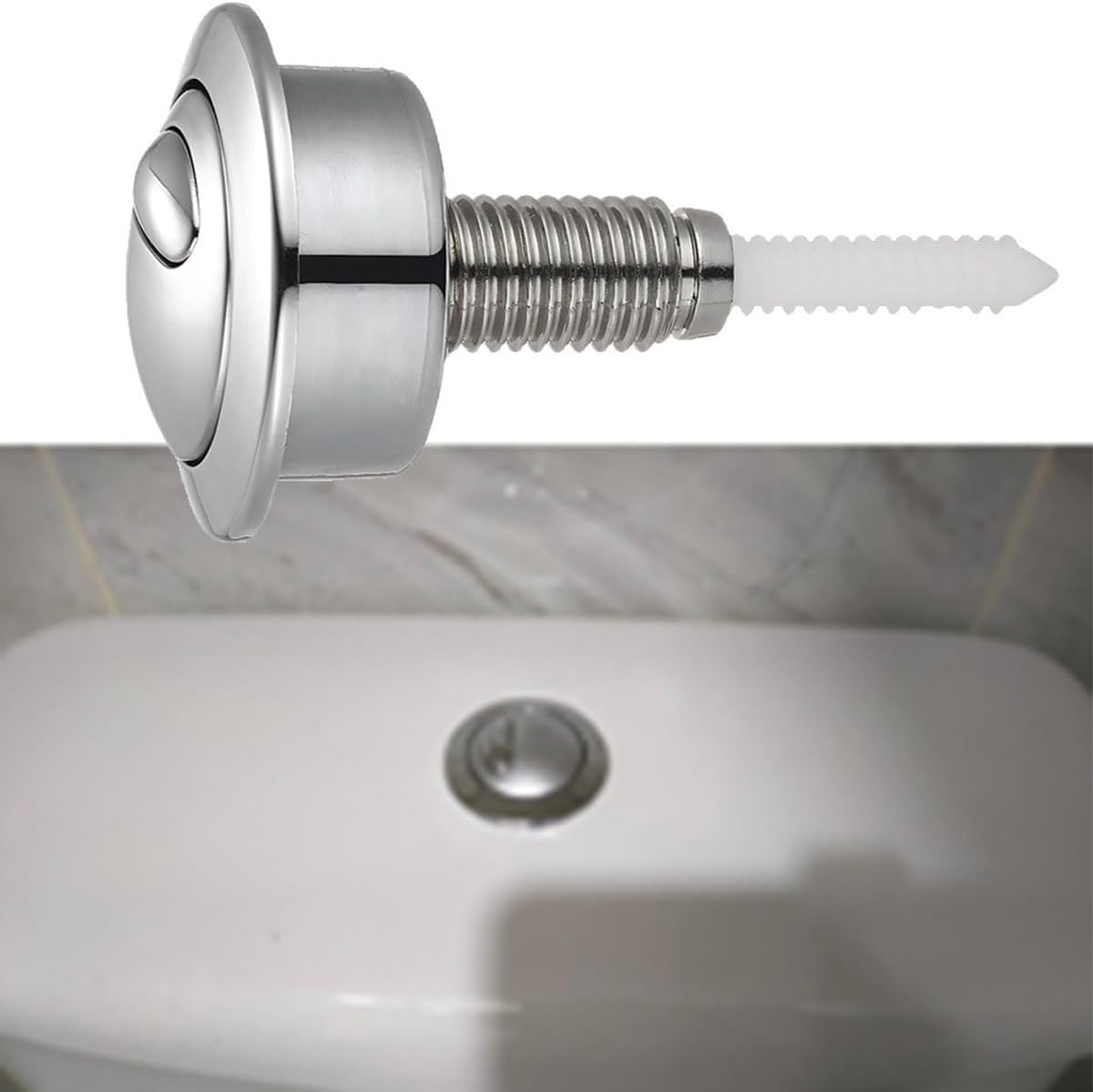 Top Push Button for Toilet Compatible with 49 Flush Valve Durable Replacement Part for Efficient Flushing Ideal for Home Office Commercial Use Electroplated Silver Plating