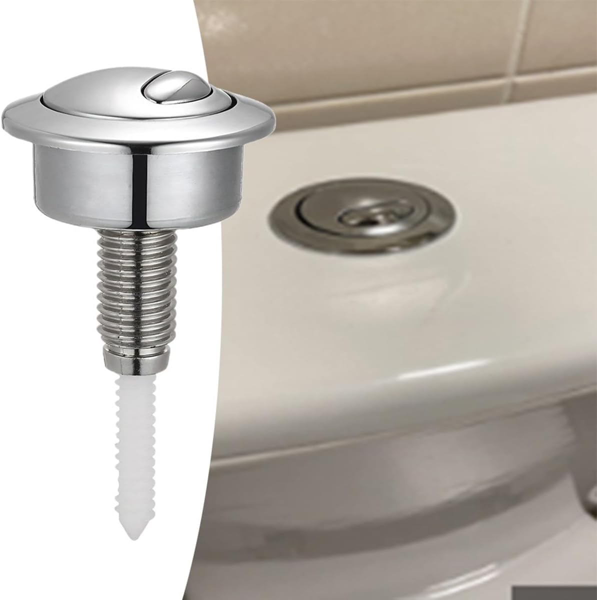 Top Push Button for Toilet Compatible with 49 Flush Valve Durable Replacement Part for Efficient Flushing Ideal for Home Office Commercial Use Electroplated Silver Plating