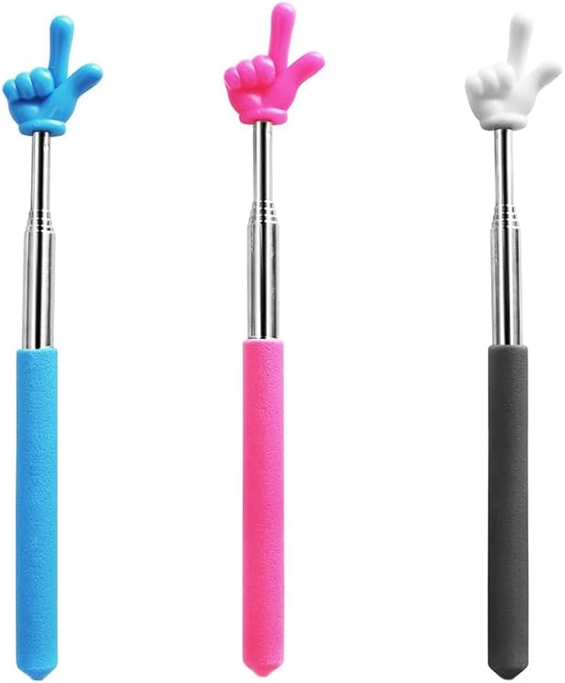 Retractable Reading Pointer Stick for Kids, Teachers, Stretchable, Lightweight, Durable, Classroom Presentation Educational Tool, Great Reading Guidance and Instructions Blue+Pink+Black&White