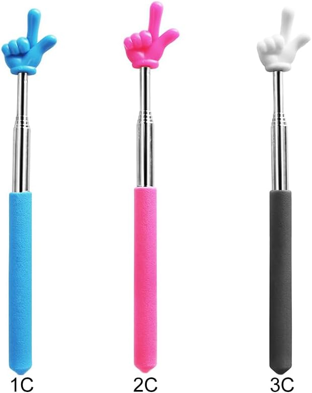 Retractable Reading Pointer Stick for Kids, Teachers, Stretchable, Lightweight, Durable, Classroom Presentation Educational Tool, Great Reading Guidance and Instructions Blue+Pink+Black&White