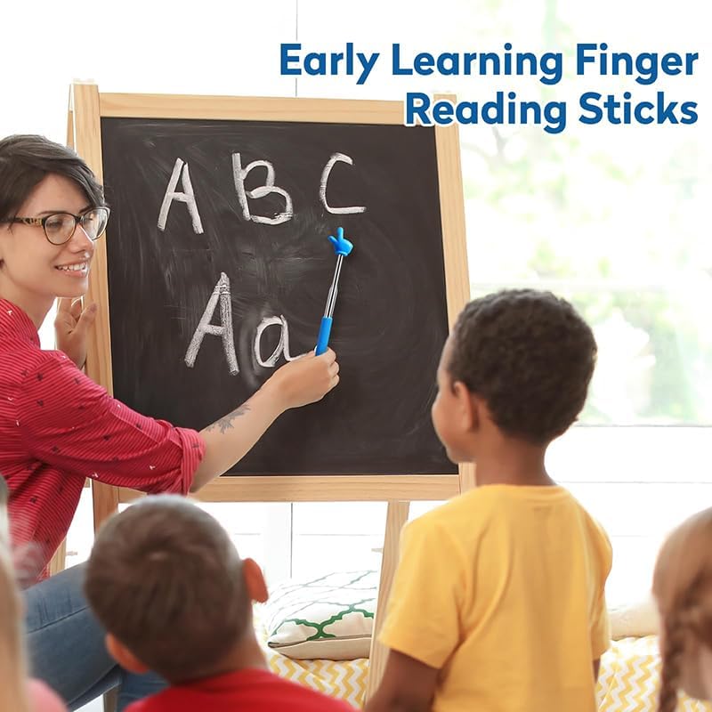 Retractable Reading Pointer Stick for Kids, Teachers, Stretchable, Lightweight, Durable, Classroom Presentation Educational Tool, Great Reading Guidance and Instructions Blue+Pink+Black&White