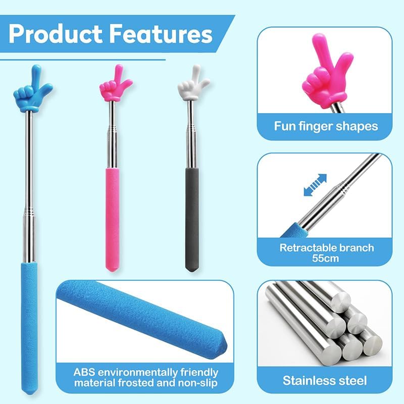 Retractable Reading Pointer Stick for Kids Teachers extendable lightweight durable Teaching tool for classroom presentations perfect for reading guidance Instruction blue