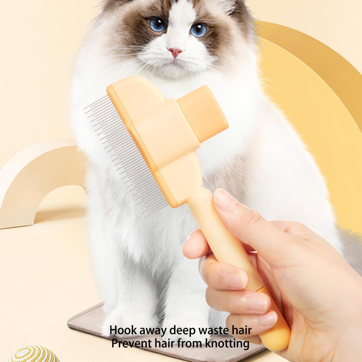 Pet Products Self Cleaning Cat Comb Floating Hair Artifact Knot Removes Pet Hair Comb Long Hair Cat Dog Row Comb Pet Hair Removal Comb Flea Comb, Cat Grooming Brush B