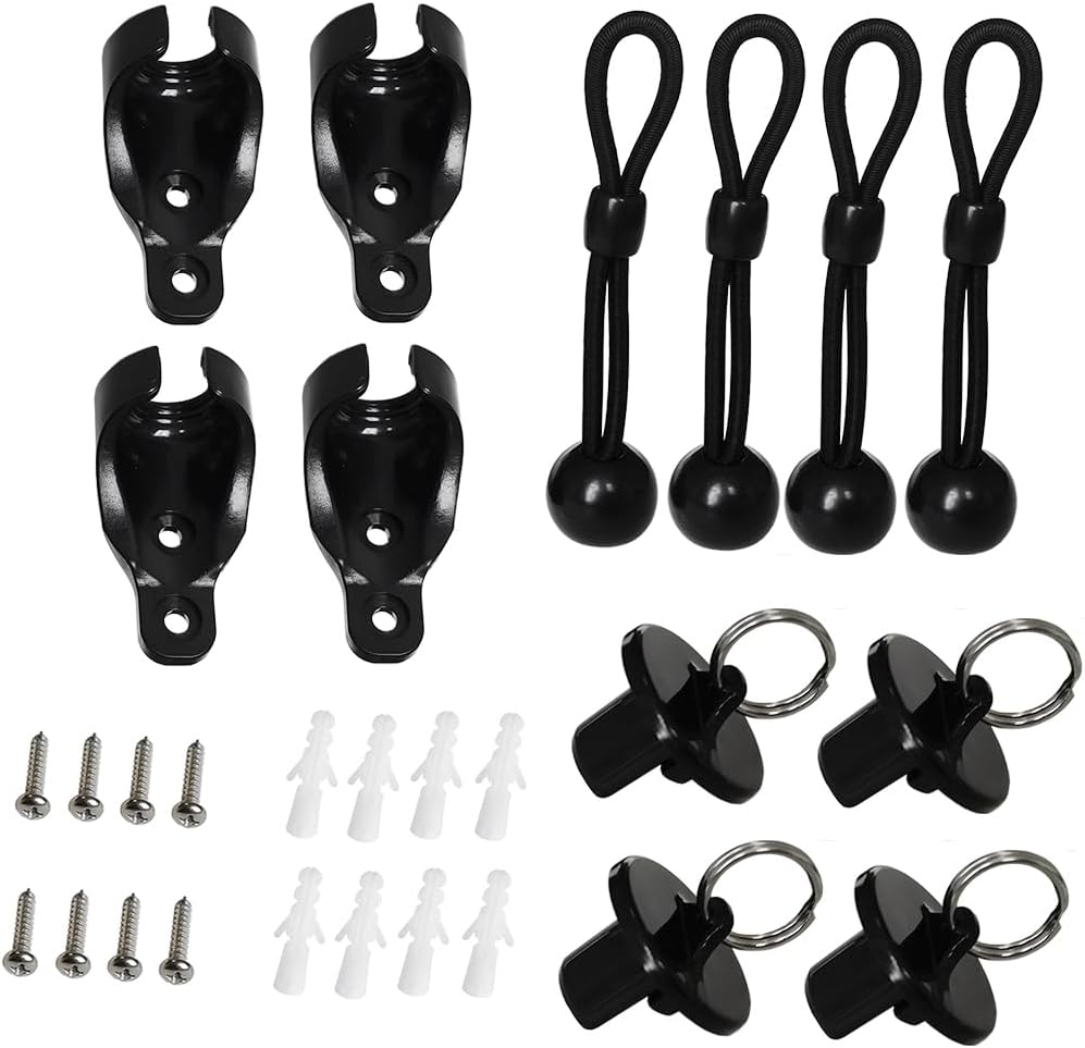 Replacement Shade Parts Bungee End Cap Kit for Exterior Cordless Roller Shades Outdoor Blinds 2 Sets Black