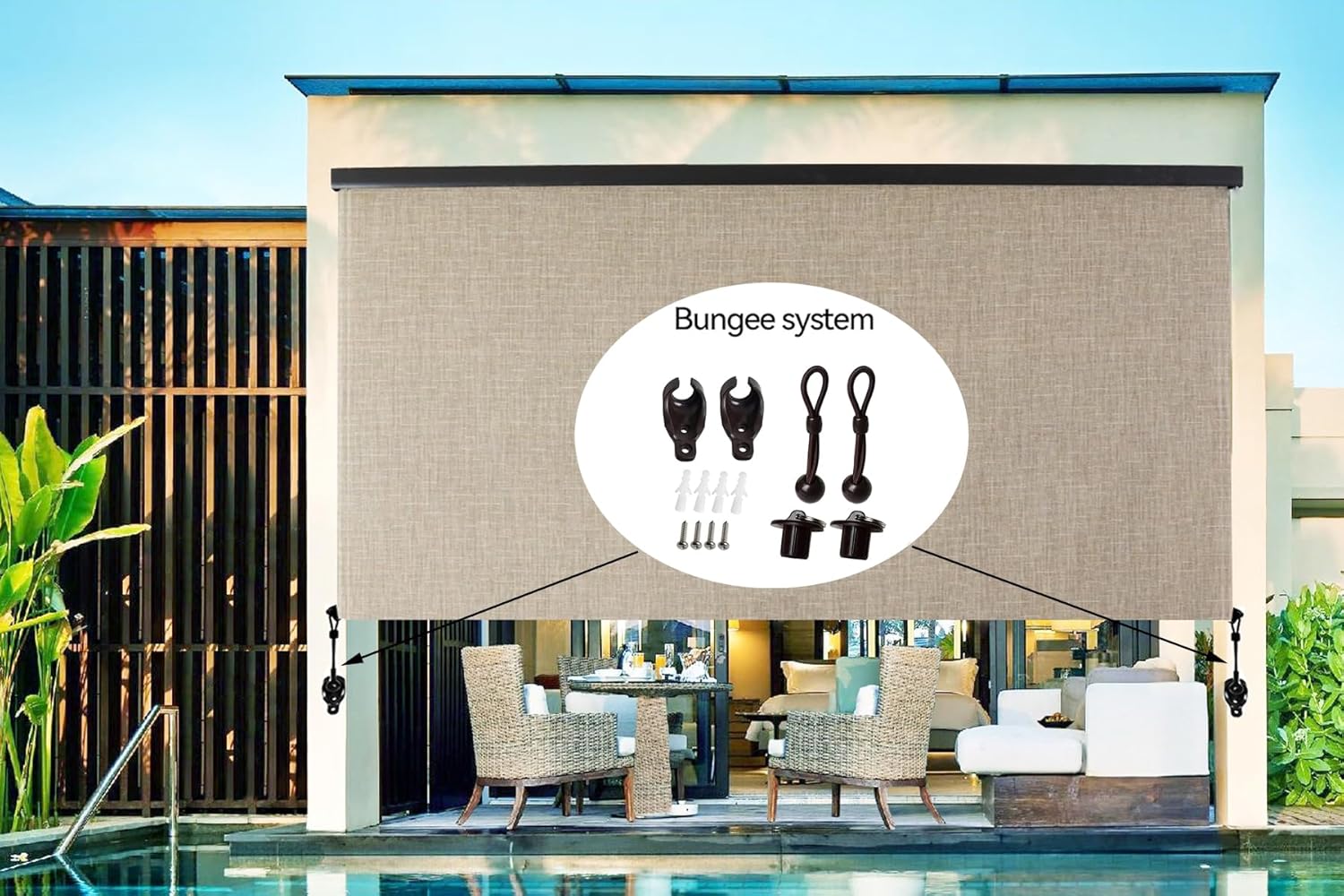 Replacement Shade Parts Bungee End Cap Kit for Exterior Cordless Roller Shades Outdoor Blinds 2 Sets Black