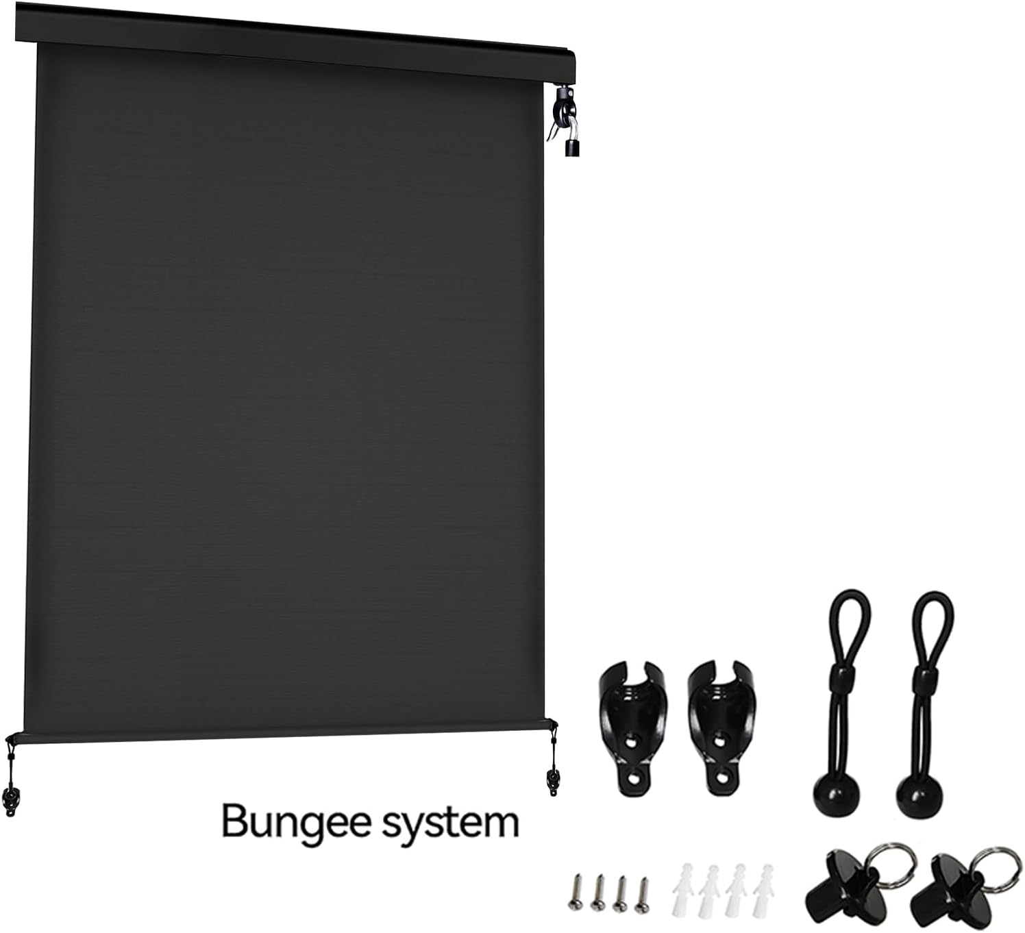 Replacement Shade Parts Bungee End Cap Kit for Exterior Cordless Roller Shades Outdoor Blinds 2 Sets Black
