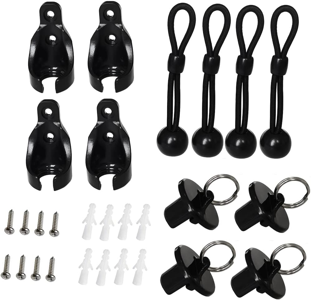 Replacement Shade Parts Bungee End Cap Kit for Exterior Cordless Roller Shades Outdoor Blinds 2 Sets Black