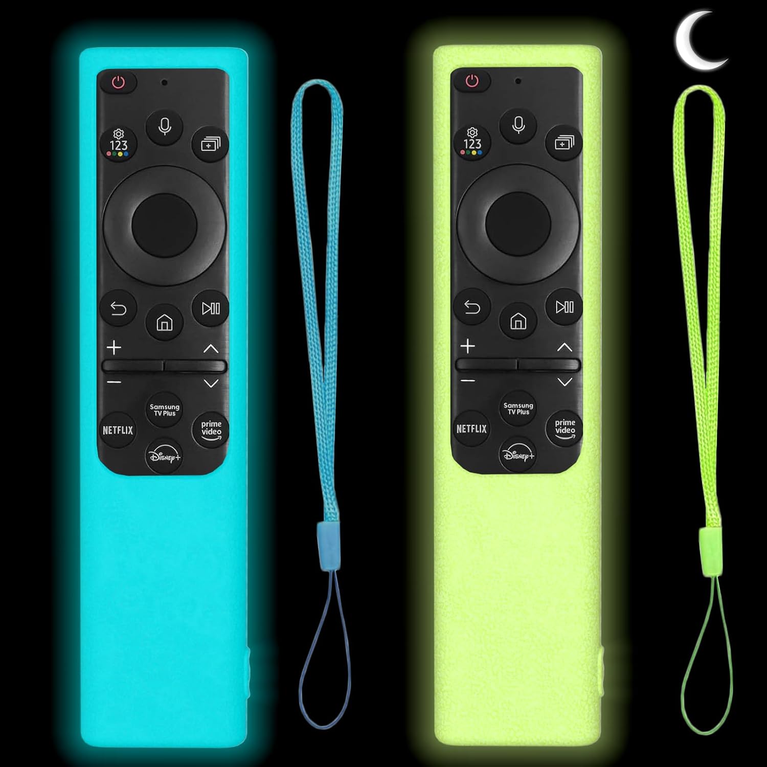 2 Pack Remote Cover for Samsung Smart TV, Silicone Protective Case for Samsung Solar Cell Remote 2021 2022 BN59-01357 BN59-01385 BN59-01265A Anti-Slip Remote Case Glow in Dark Glow Green +Glow Blue