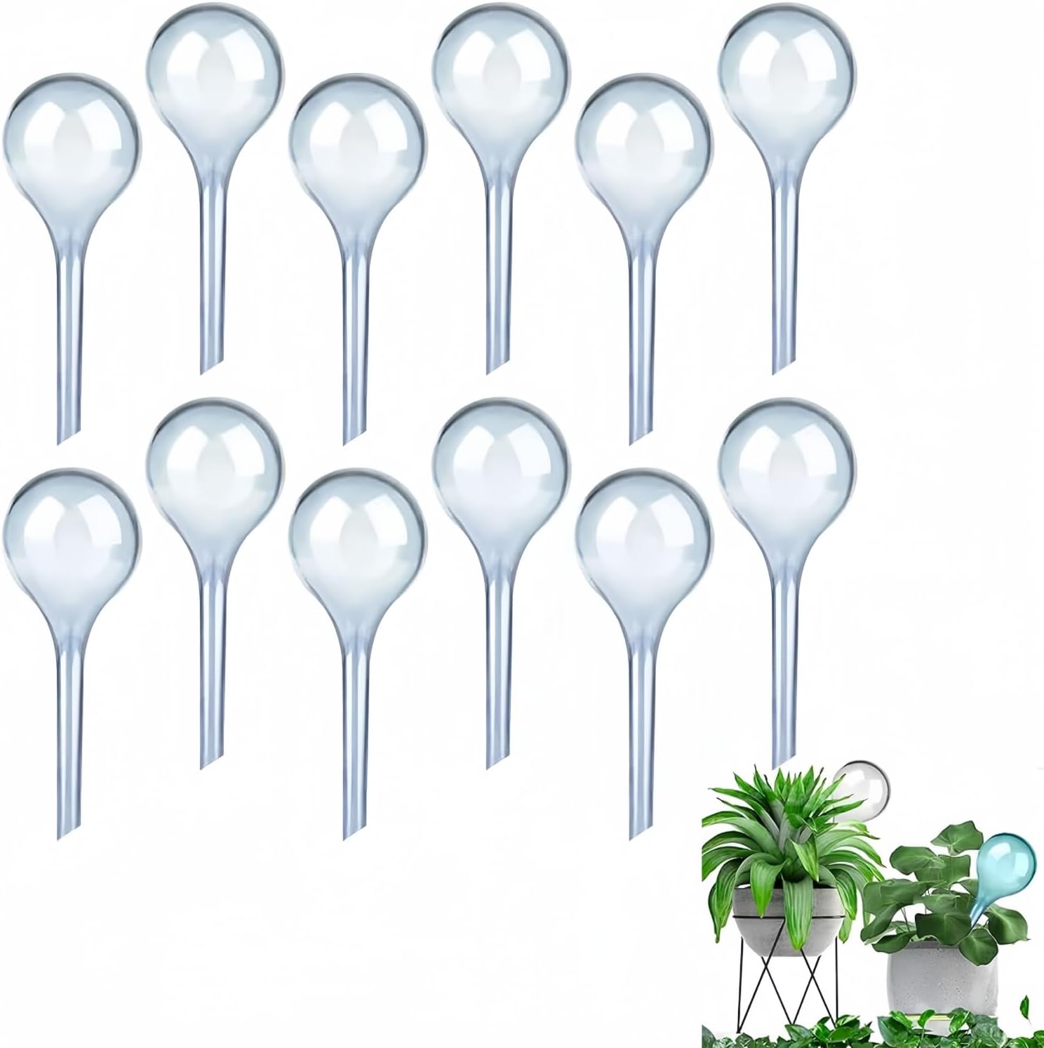 12 Pcs Plant Watering Globes, Automatic Watering Bulbs, Plastic Garden Watering Globes Device, Water Device Drip for Plant, Self-Watering System for Indoor Outdoor Garden Lake Blue