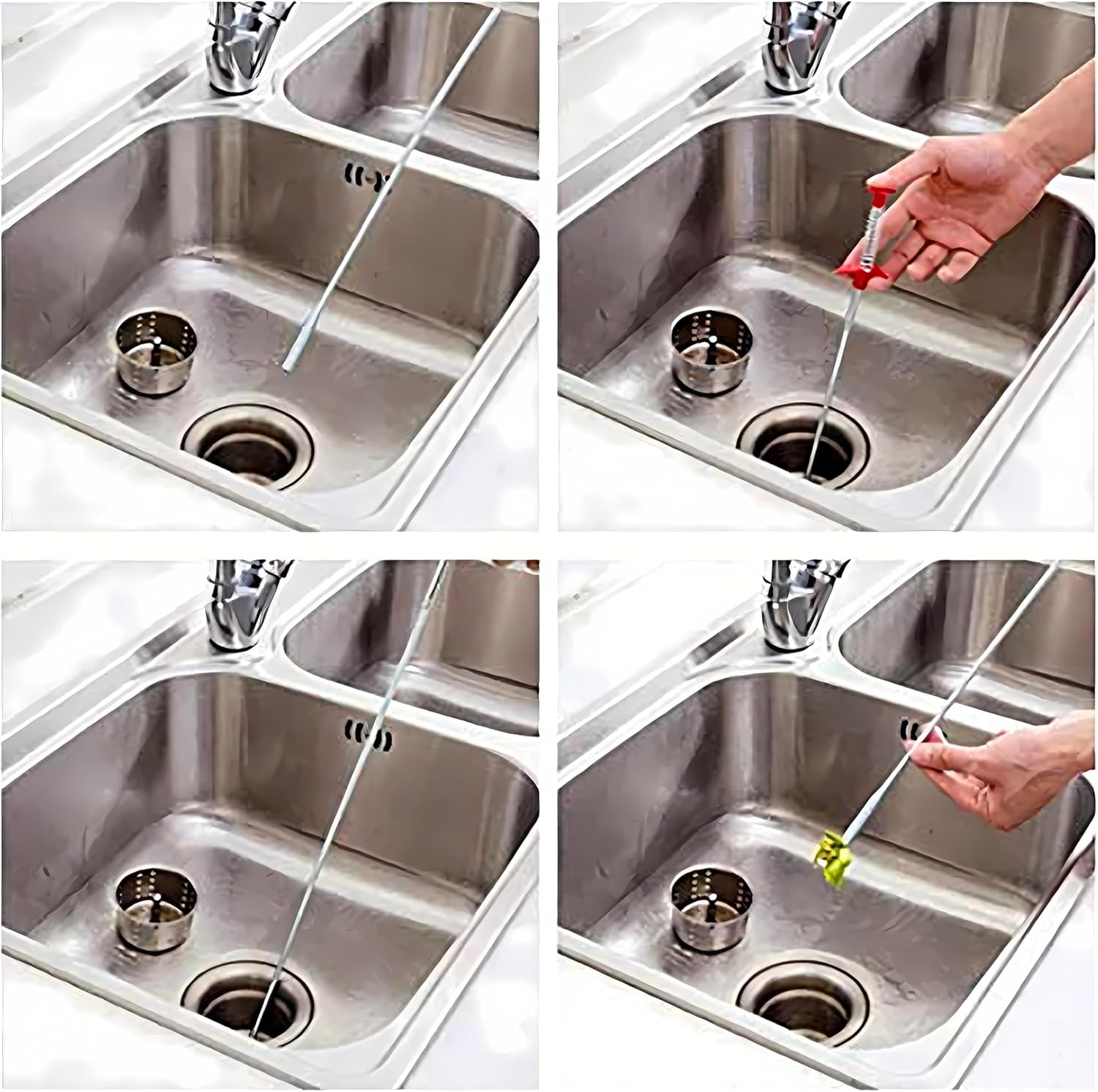 Drain Snake, Drain Clog Remover - Gutter Cleaning Tools Drain Cleaner for Toilet Sewer Shower Kitchen Bathroom Tub Clogged Drains Opener Cleaning Tool, Flexible Grabber Claw Pick Up Reacher 79 inch