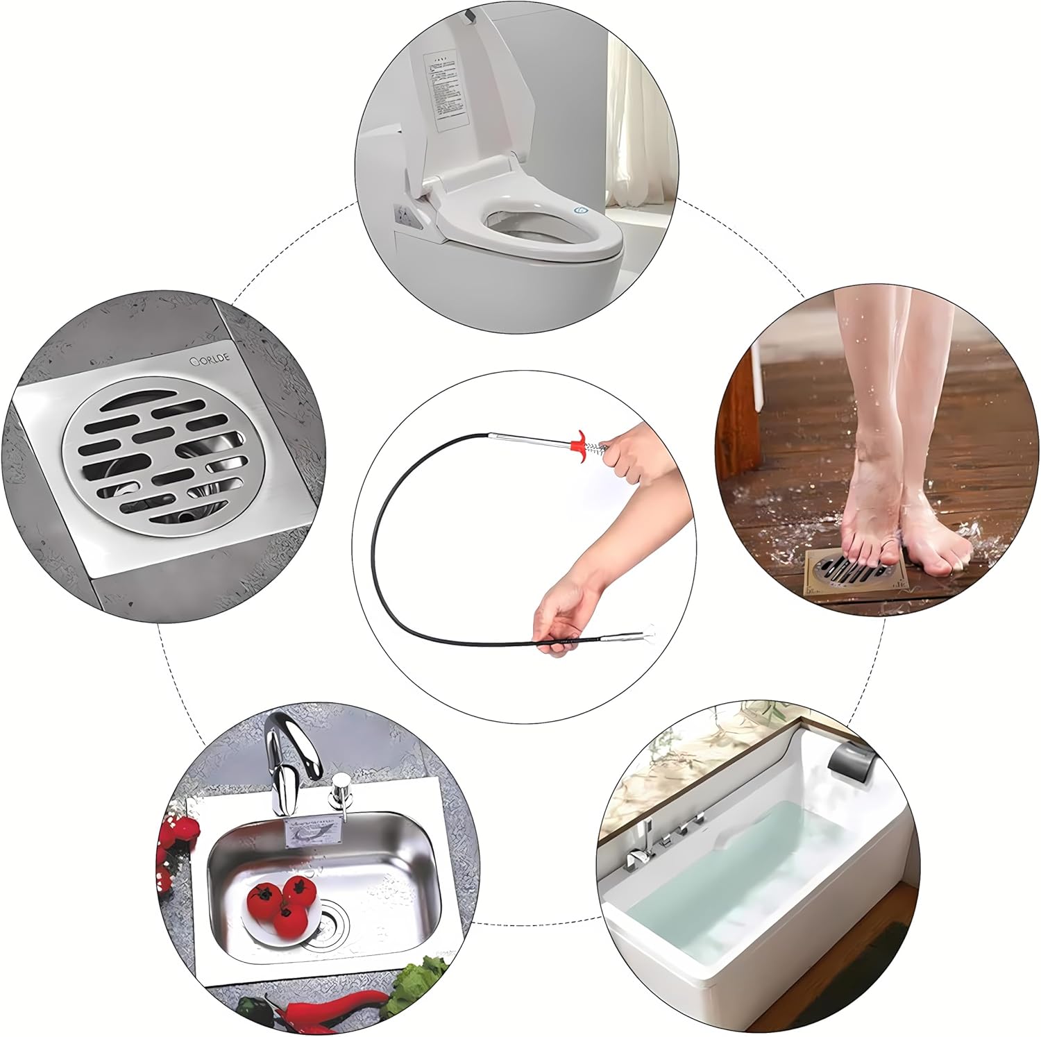 Drain Snake, Drain Clog Remover - Gutter Cleaning Tools Drain Cleaner for Toilet Sewer Shower Kitchen Bathroom Tub Clogged Drains Opener Cleaning Tool, Flexible Grabber Claw Pick Up Reacher 79 inch