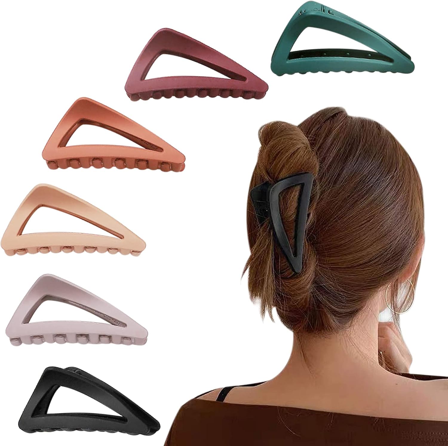 Hair Claw Clips Girls Women Nonslip French Matte Claw Clip for Thin Hair Curly Straight Long Hair - 6 Packs / Set