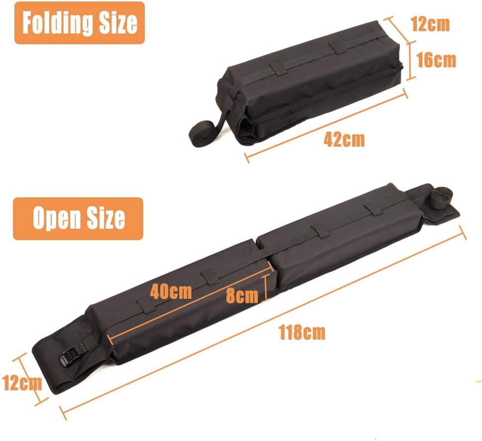 Universal Soft Roof Rack Pads for car Without crossbars,Carrier for Kayak,Surfboard,SUP,Canoe with Tie Down Strap,Quick Loop Strap and Storage Bag