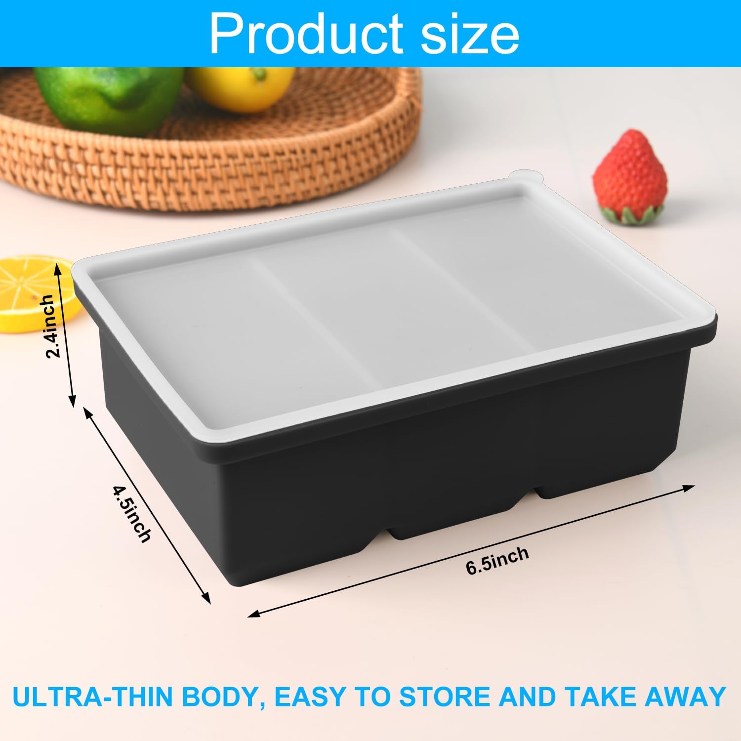 Silicone Ice Cube Trays with Lid for Soup,2 Pack Freezer Container Molds,Easy Release Large Ice Cube Trays-Makes 6 Perfect 1 Cup Portions for Stews Sauces,Broth,Leftovers Storage,Dishwasher Safe