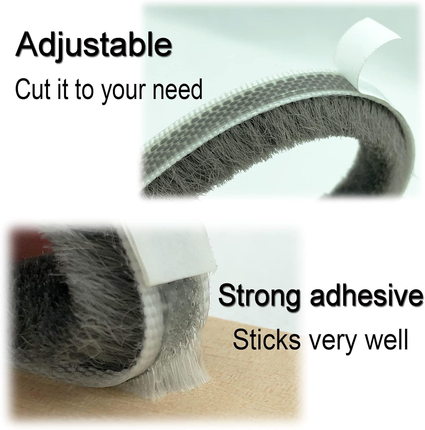 Self Adhesive Pile Weather Stripping Brush for Sliding Windows/Doors, Brush Window Seal Strip, Fuzzy Draft Stopper Weatherstrip Sealing Tape 5m/16.4ft, Grey