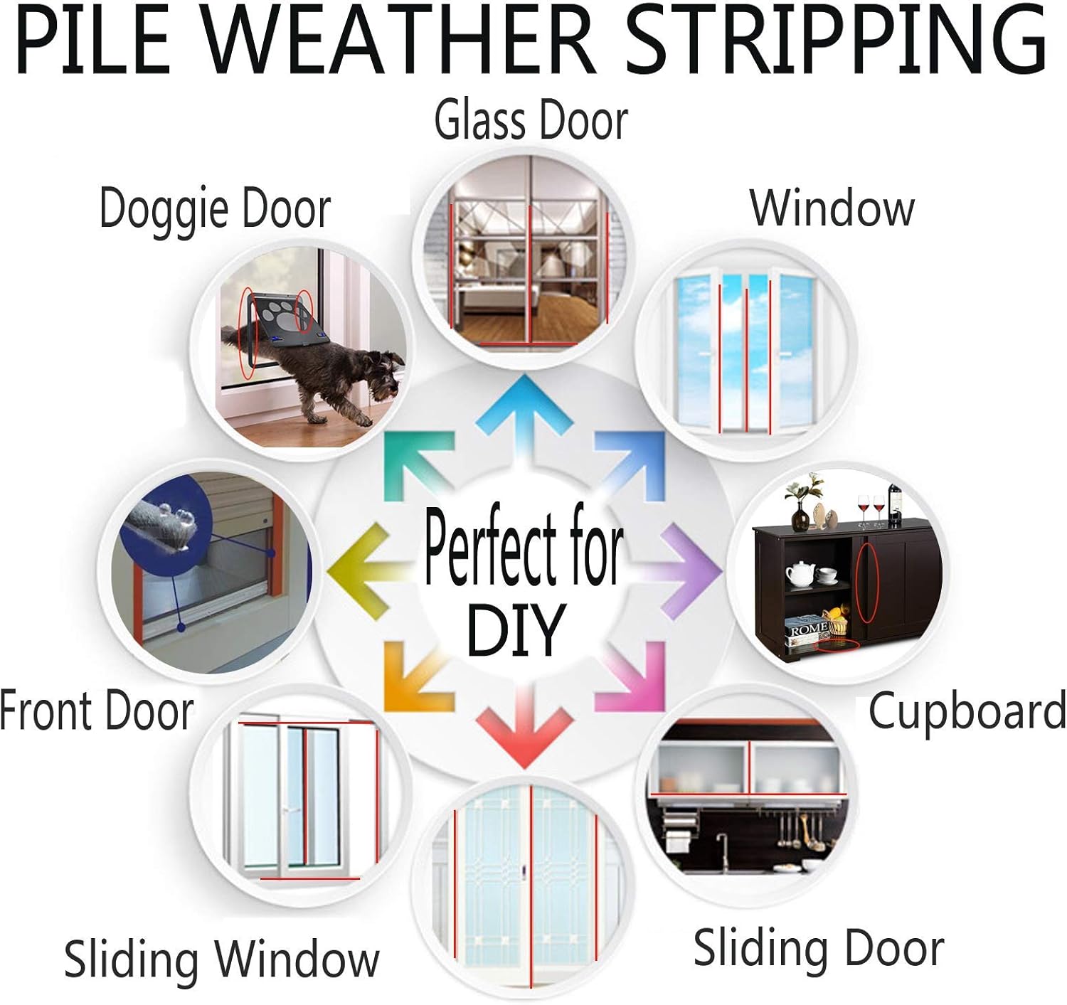 Self Adhesive Pile Weather Stripping Brush for Sliding Windows/Doors, Brush Window Seal Strip, Fuzzy Draft Stopper Weatherstrip Sealing Tape 5m/16.4ft, Grey