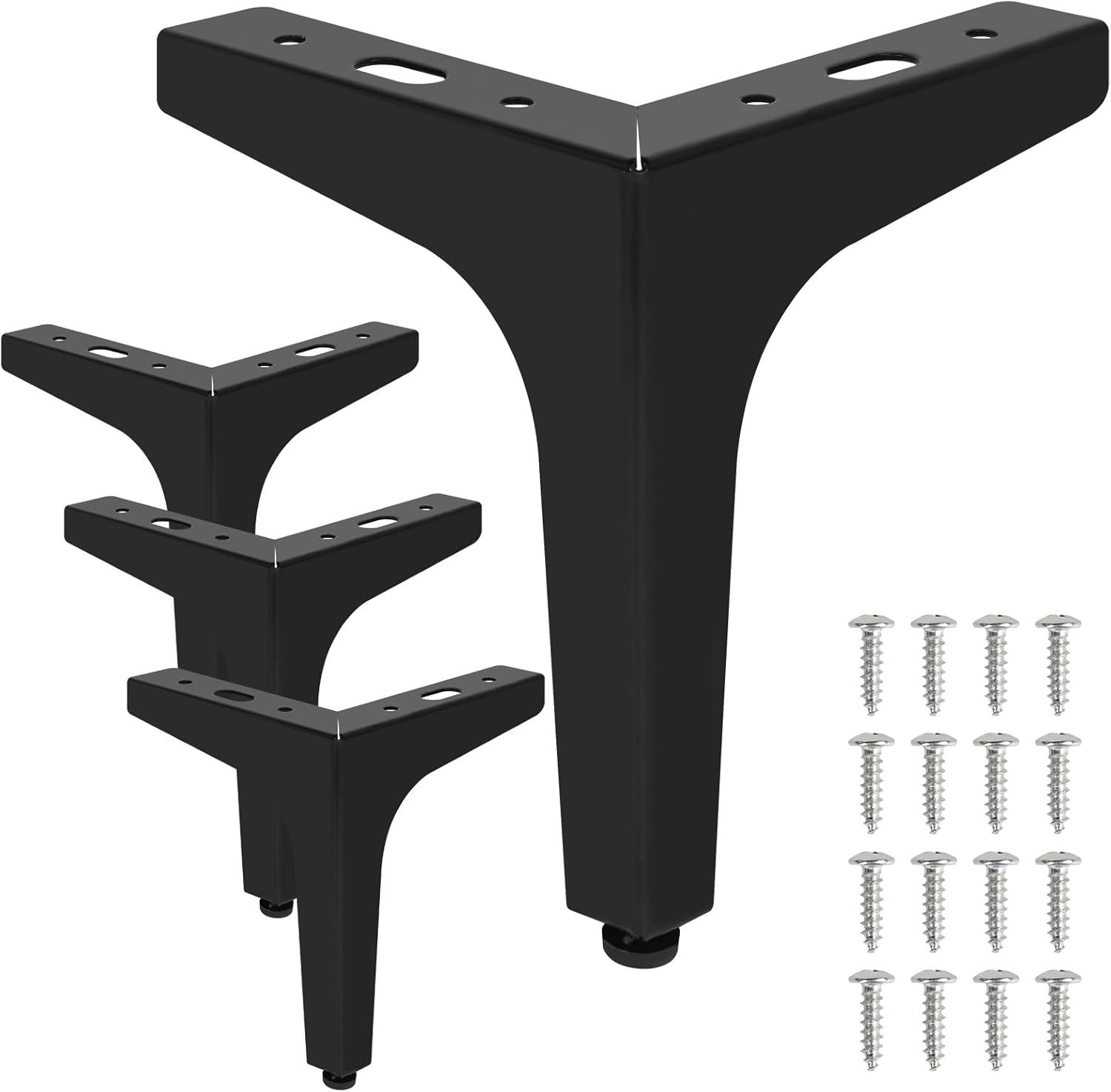 6 Inch Metal Furniture Legs - Set of 4 Modern Iron Diamond Triangle Feet, Black, for Sofa, Cabinet, Chair, Bed, and More