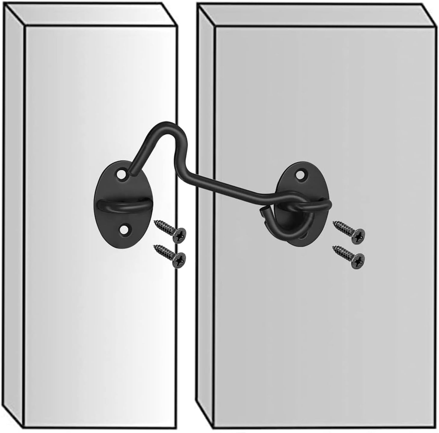 3-inch Heavy Duty Hook and Eye Latch - 1x Barn Door Lock, 4X Mounting Screws - Stainless Steel Hooks for Door, Windows, Sheds, Fences, Gates, Closets, Cabinets