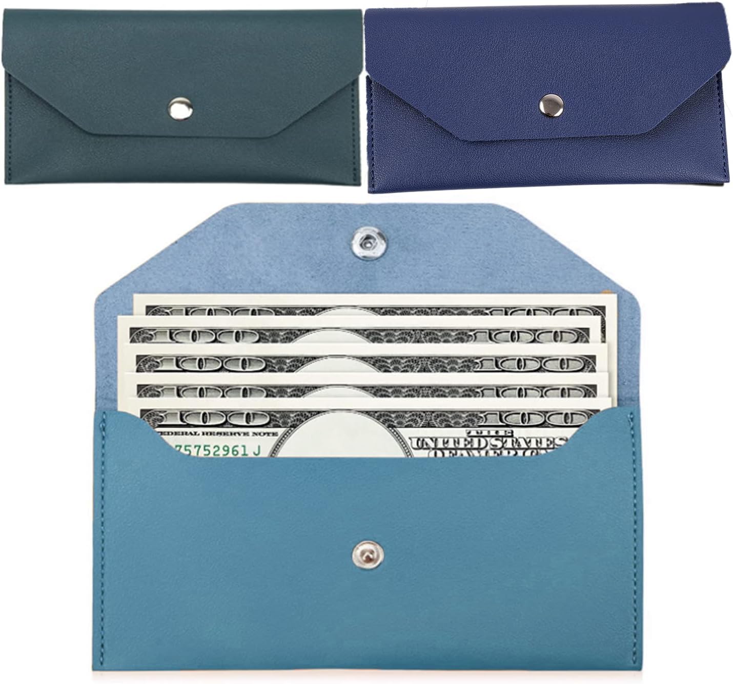 3PCS Leather Cash Envelope Wallet, Reusable Cash Envelope Wallet for Travel and Budgeting