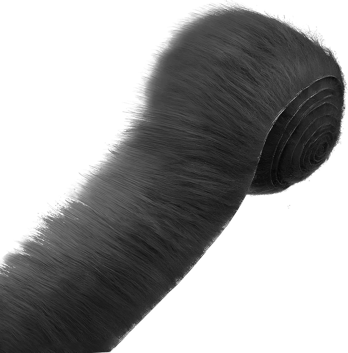 2x59 Inch Shaggy Faux Fur, Plush Faux Fur Fabric Strips, Super Soft Craft Precut Strip for DIY Craft Cosplay Costume Christmas Halloween Santa Claus Gnome Beard Hair Dwarf Decoration Black