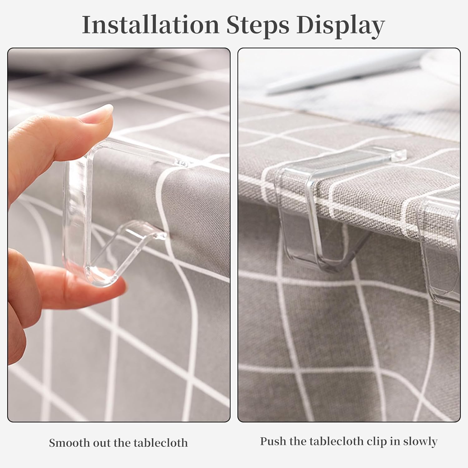 Table Cloth Clips, 24PCS Plastic Transparent Picnic Tablecloth Clips Large Windproof for Christmas Home Wedding Party Indoor Outdoor Camping 2 Sizes