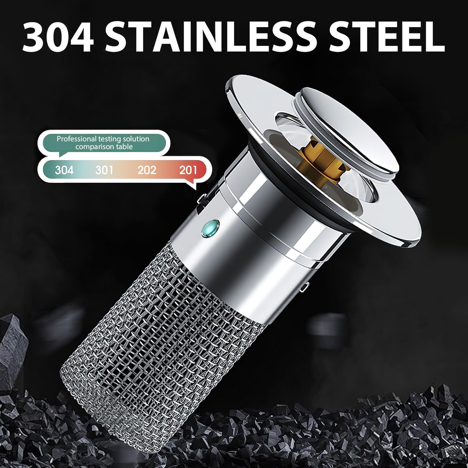 2Pcs Stainless Steel Floor Drain Filter,Bathroom Sink Stopper Hair Catcher with Removable Stainless Steel Filter Basket Hair Catcher,Isolate Odor Pop Up Sink Drain 1pcs