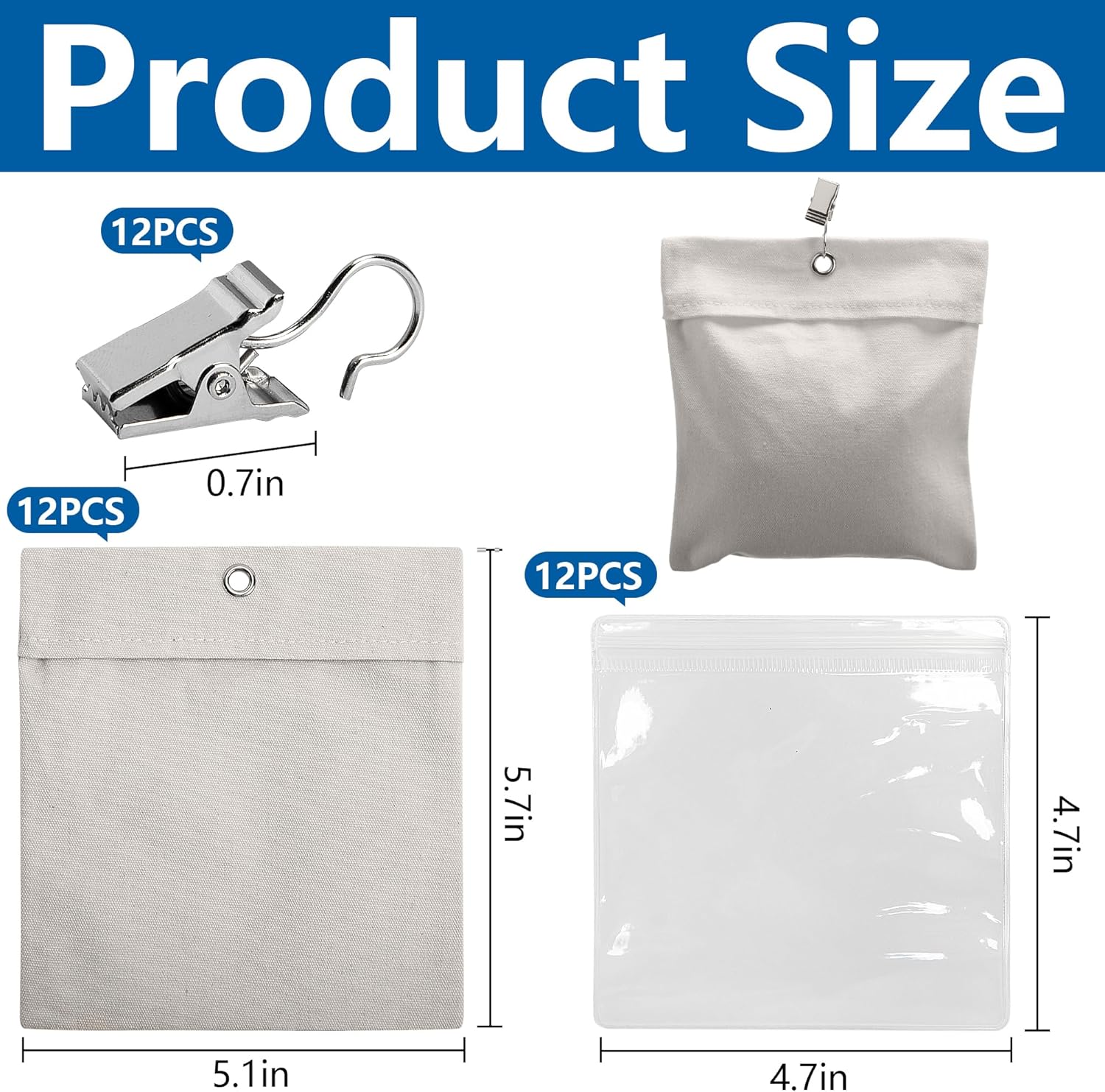 12 Pack Outdoor Curtain Weights Bag, Patio Curtain Sandbag with Sealed Bags and Clips, Reusable Drapery Weighted Bags for Home Outdoor Pergola Gazebo Front Porch Grey