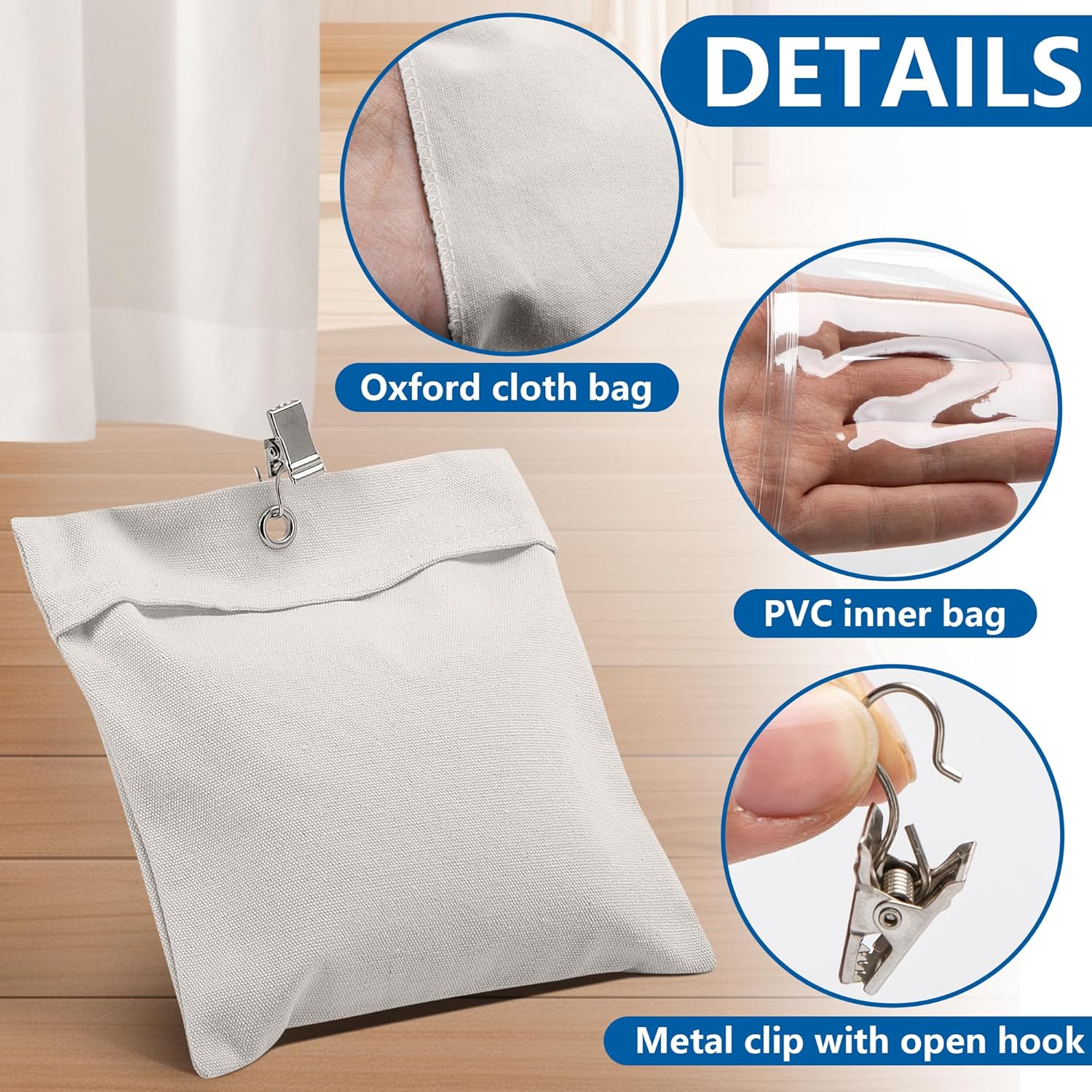 12 Pack Outdoor Curtain Weights Bag, Patio Curtain Sandbag with Sealed Bags and Clips, Reusable Drapery Weighted Bags for Home Outdoor Pergola Gazebo Front Porch Grey