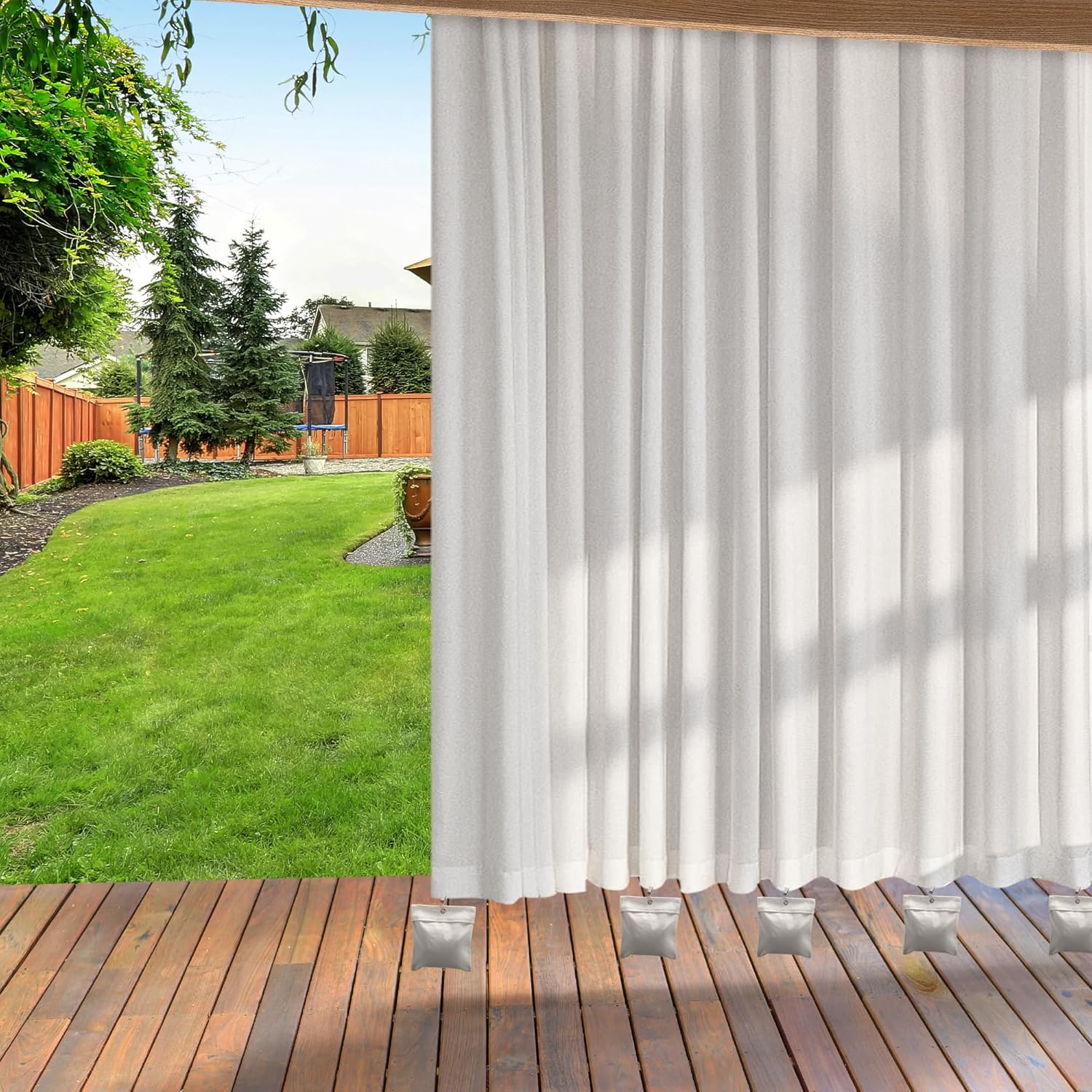 12 Pack Outdoor Curtain Weights Bag, Patio Curtain Sandbag with Sealed Bags and Clips, Reusable Drapery Weighted Bags for Home Outdoor Pergola Gazebo Front Porch Grey