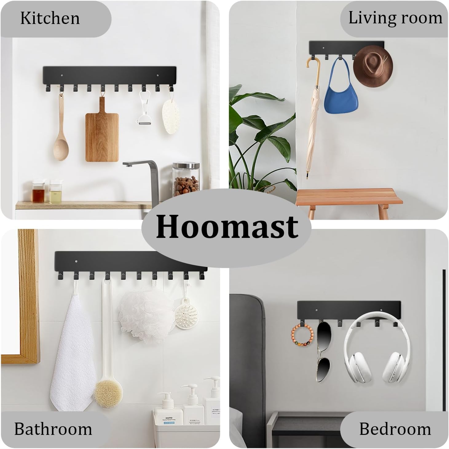 Wall Mount Key Holder with 10 Hooks – Key Rack for Entryway, Hallway, Office, Kitchen – Screw Mounted, Durable Key Organizer