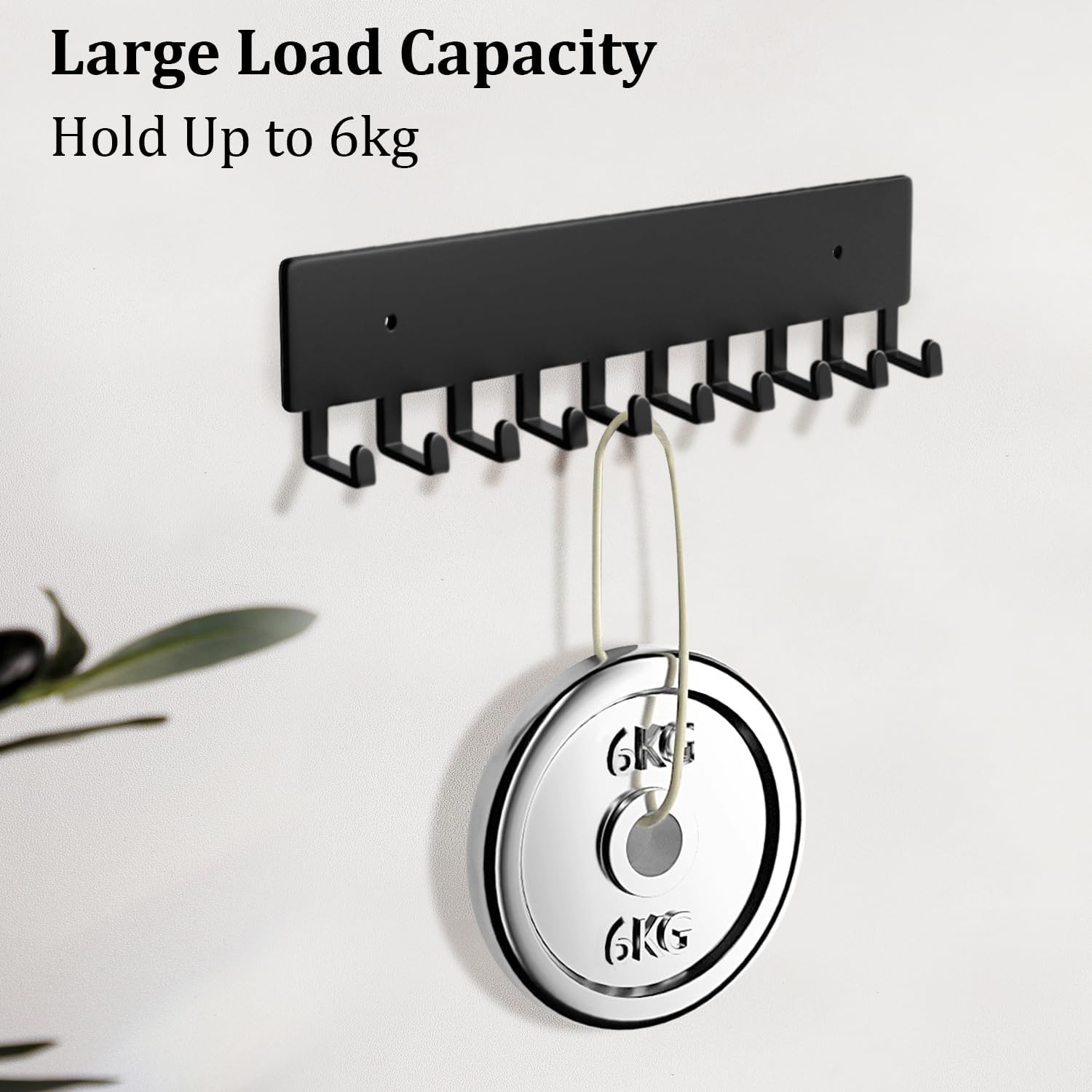 Wall Mount Key Holder with 10 Hooks – Key Rack for Entryway, Hallway, Office, Kitchen – Screw Mounted, Durable Key Organizer