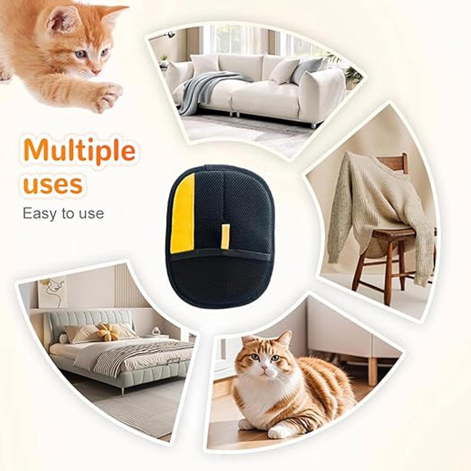 Yomi Pet Hair Remover Glove, Reusable Electrostatic Pet Hair Removal Gloves, For Couch, Furniture, Carpet, Car Seat, Upgraded Animal Fur Removal Tool 1PC