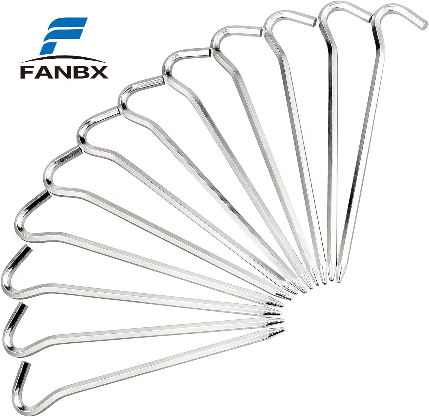 Aluminium Tent Stakes Pegs - 7'' Hexagon Rod Stakes Nail Spike Garden Stakes Camping Pegs for Pitching Tent, Canopies Silver