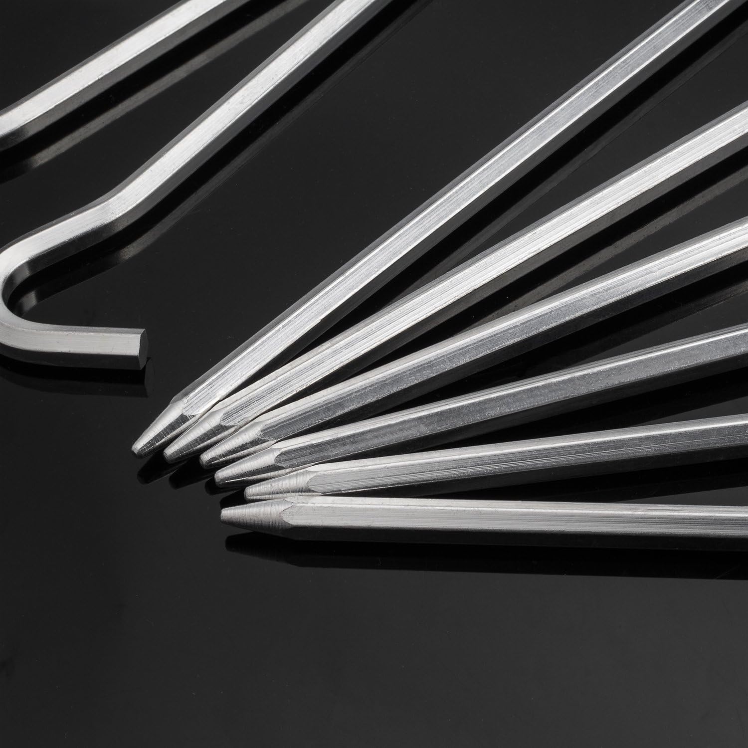 Aluminium Tent Stakes Pegs - 7'' Hexagon Rod Stakes Nail Spike Garden Stakes Camping Pegs for Pitching Tent, Canopies Silver