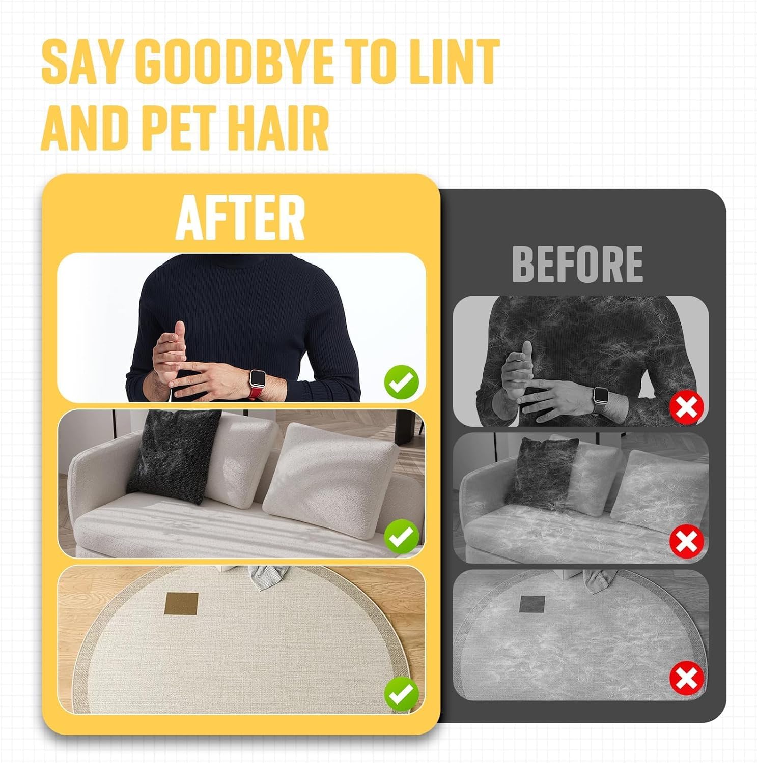 Double-Sided Pet Grooming Gloves - Electrostatic Hair Removal Tool, Cat & Dog Grooming Plus size 2pcs
