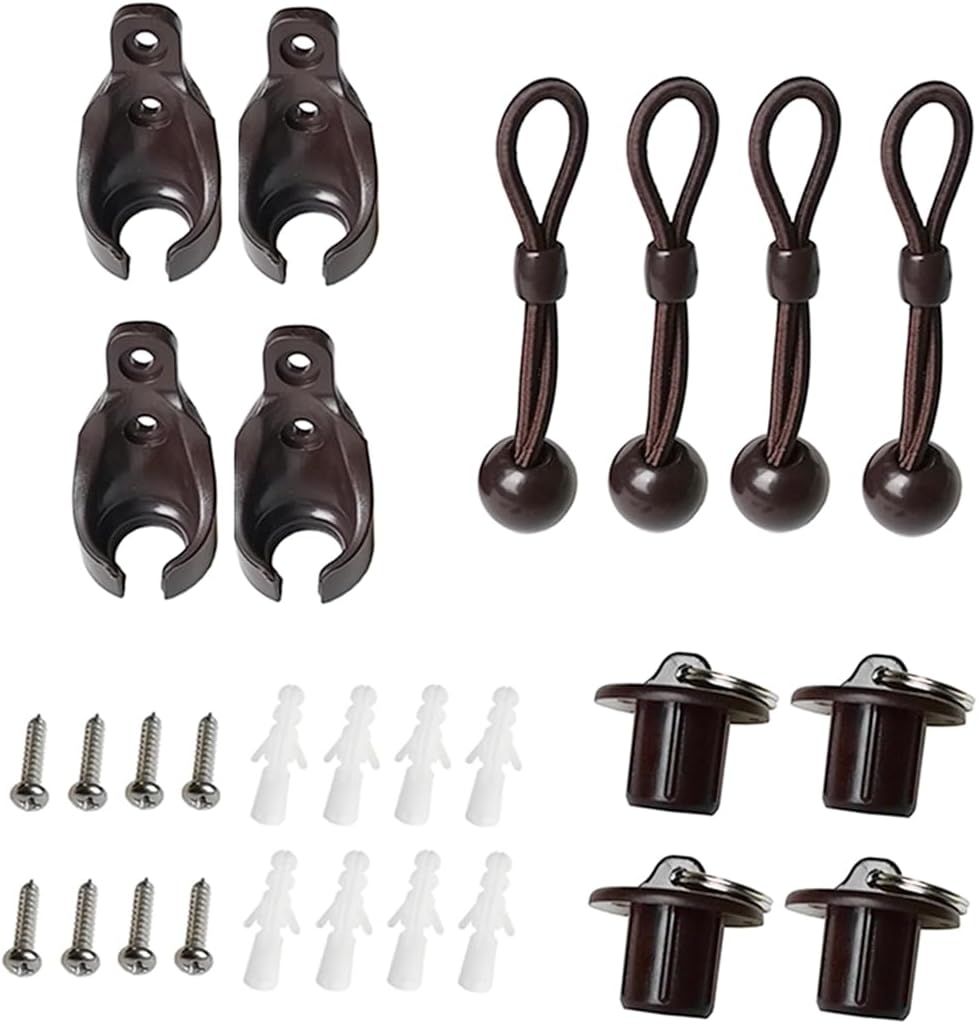 Replacement Shade Parts Bungee End Cap Kit for Exterior Cordless Roller Shades Outdoor Blinds 2 Sets Brown