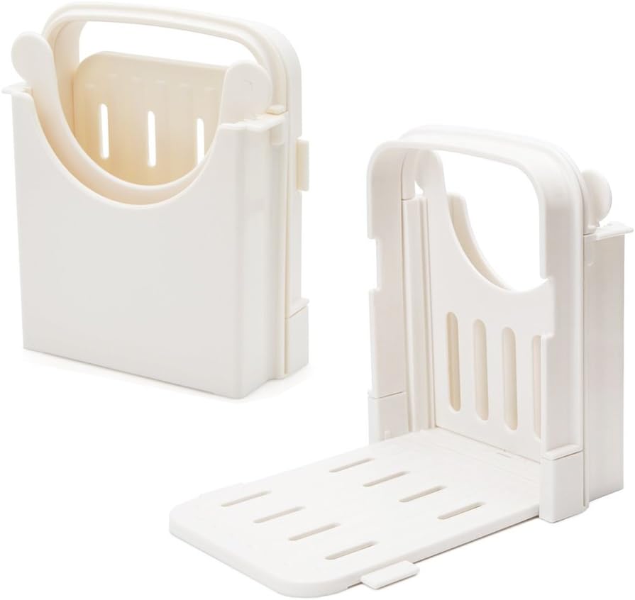 Foldable & Adjustable Bread Slicer Guide for Homemade Toast Cutter Sandwich Maker Loaf Cutter Machine With Cutting Guide White