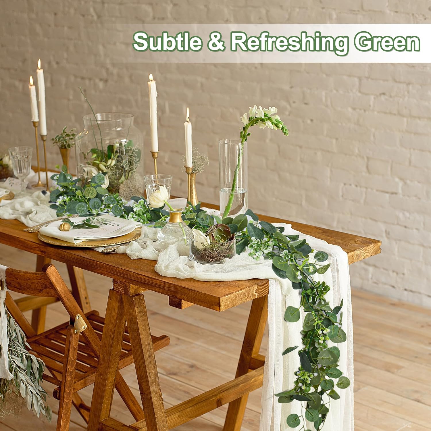 Eucalyptus Garlands, 2 Packs 5.8FT Long Faux Eucalyptus Leaves Garland Plant, Artificial Imitation Silver Dollar Eucalyptus Leaves and Vines 2