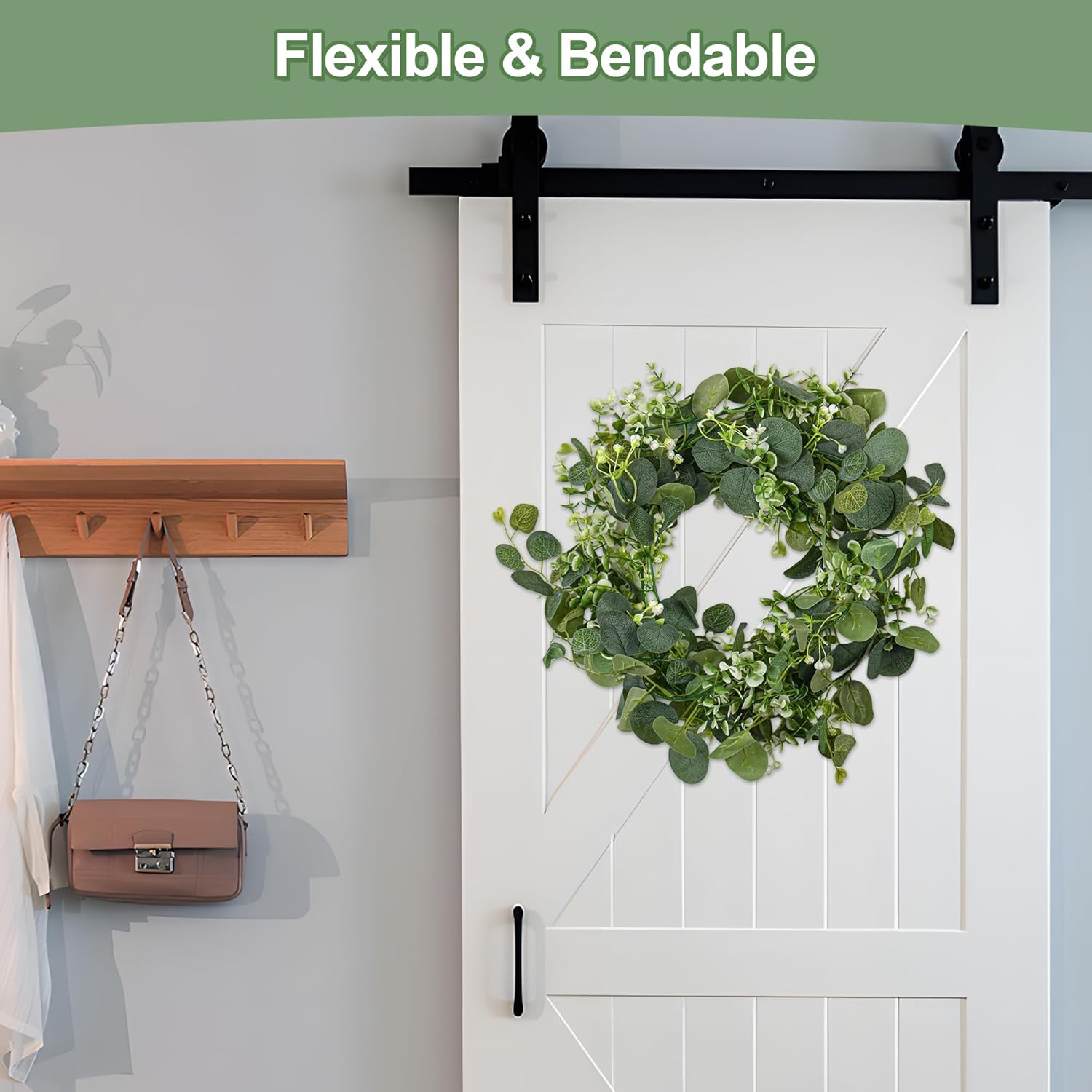 Eucalyptus Garlands, 2 Packs 5.8FT Long Faux Eucalyptus Leaves Garland Plant, Artificial Imitation Silver Dollar Eucalyptus Leaves and Vines 2