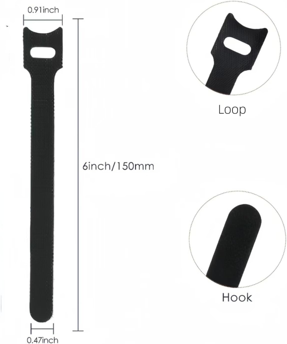 100 PCS 6 Inches Reusable Cable Ties, Adjustable Wire Ties, Cable Organizer, Cord Wrap and Hook Loop Cords Management for Organizing Home, Office, Data Centers Black