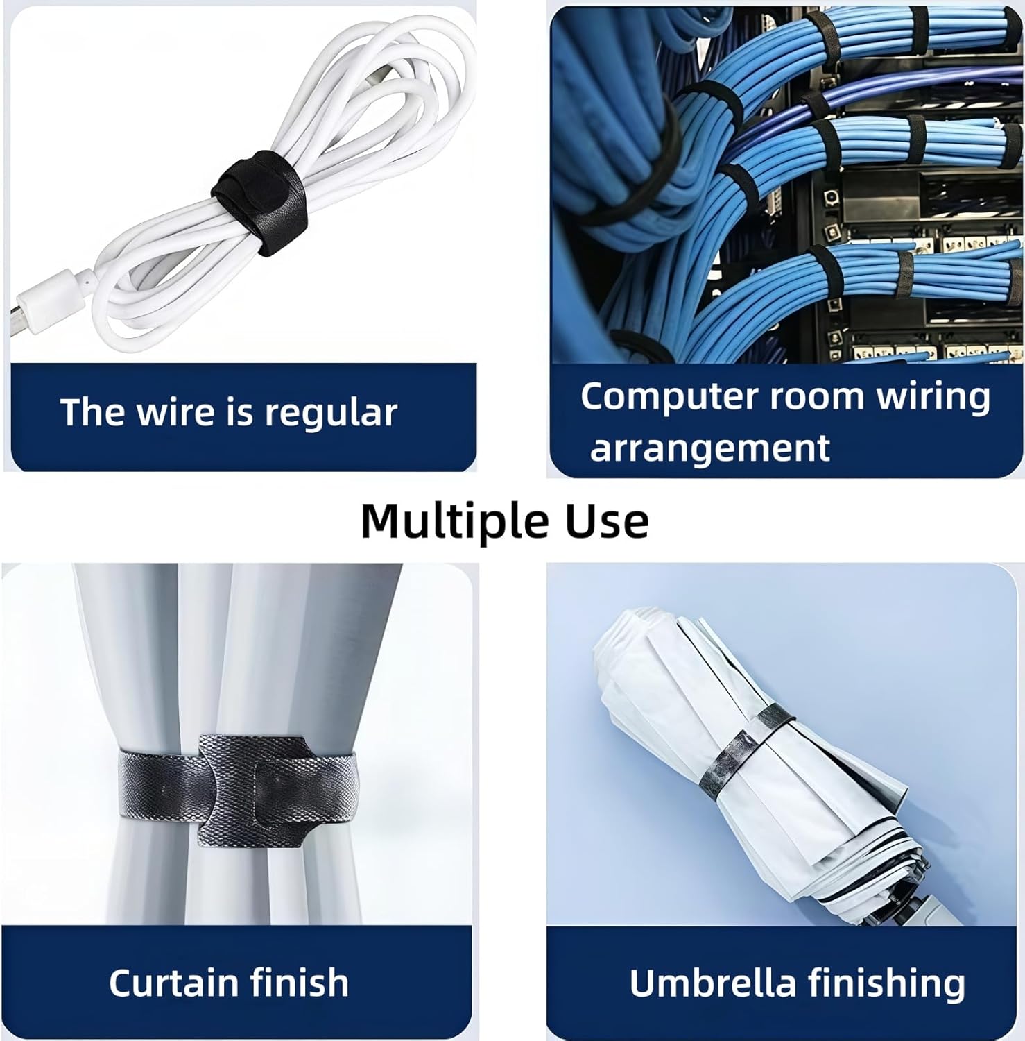 100 PCS 6 Inches Reusable Cable Ties, Adjustable Wire Ties, Cable Organizer, Cord Wrap and Hook Loop Cords Management for Organizing Home, Office, Data Centers Black