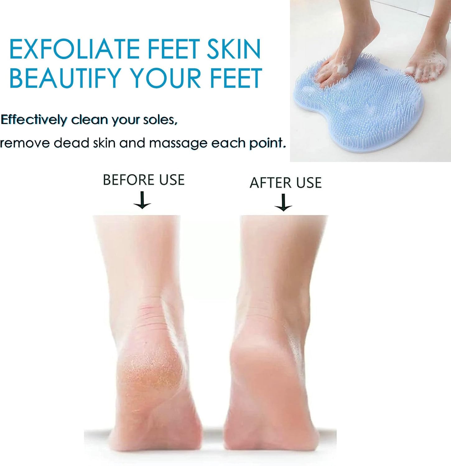 2 Pcs Large Shower Foot Scrubber Mat Cleans, Exfoliation, Shower Foot Massager Scrubber, Foot Cleaner Massage Mat with Non Slip Suction Cups, Improve Circulation Relieve Tired and Pain BLUE