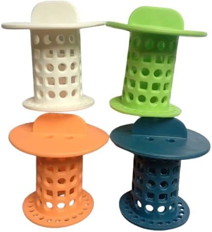 New Handle Bathroom Drain Hair Catcher Bath Stopper Plug Sink Strainer Filter Sewer Dredge Device Shower Hair Stopper Pack of 4 Green-Blue-White-Orange 1.5 inch to 1.75 inch