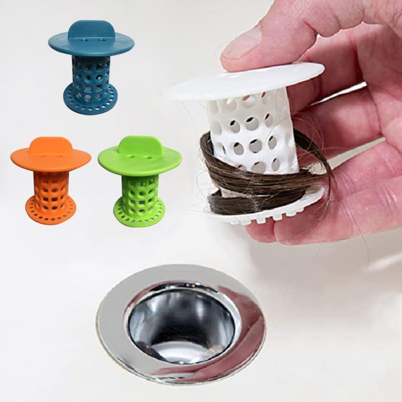 New Handle Bathroom Drain Hair Catcher Bath Stopper Plug Sink Strainer Filter Sewer Dredge Device Shower Hair Stopper Pack of 4 Green-Blue-White-Orange 1.5 inch to 1.75 inch