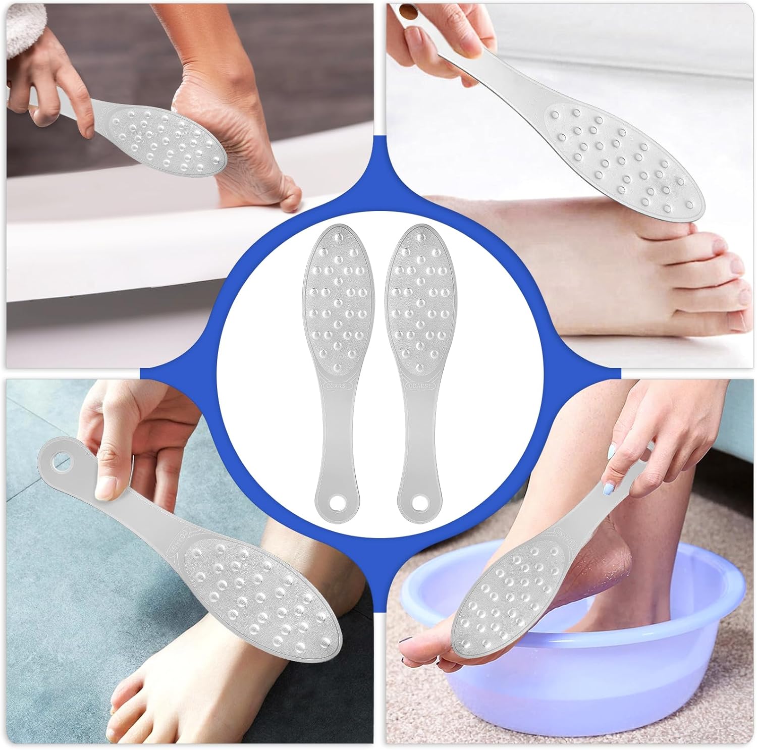 2 Pcs Foot Scraper Pedicure Metal Foot File Callus Remover for Feet Double Sided Foot Exfoliator Tool Set Foot Scrubber Professional Foot Rasp Scrubber for Wet Dry Skin Heel Silver
