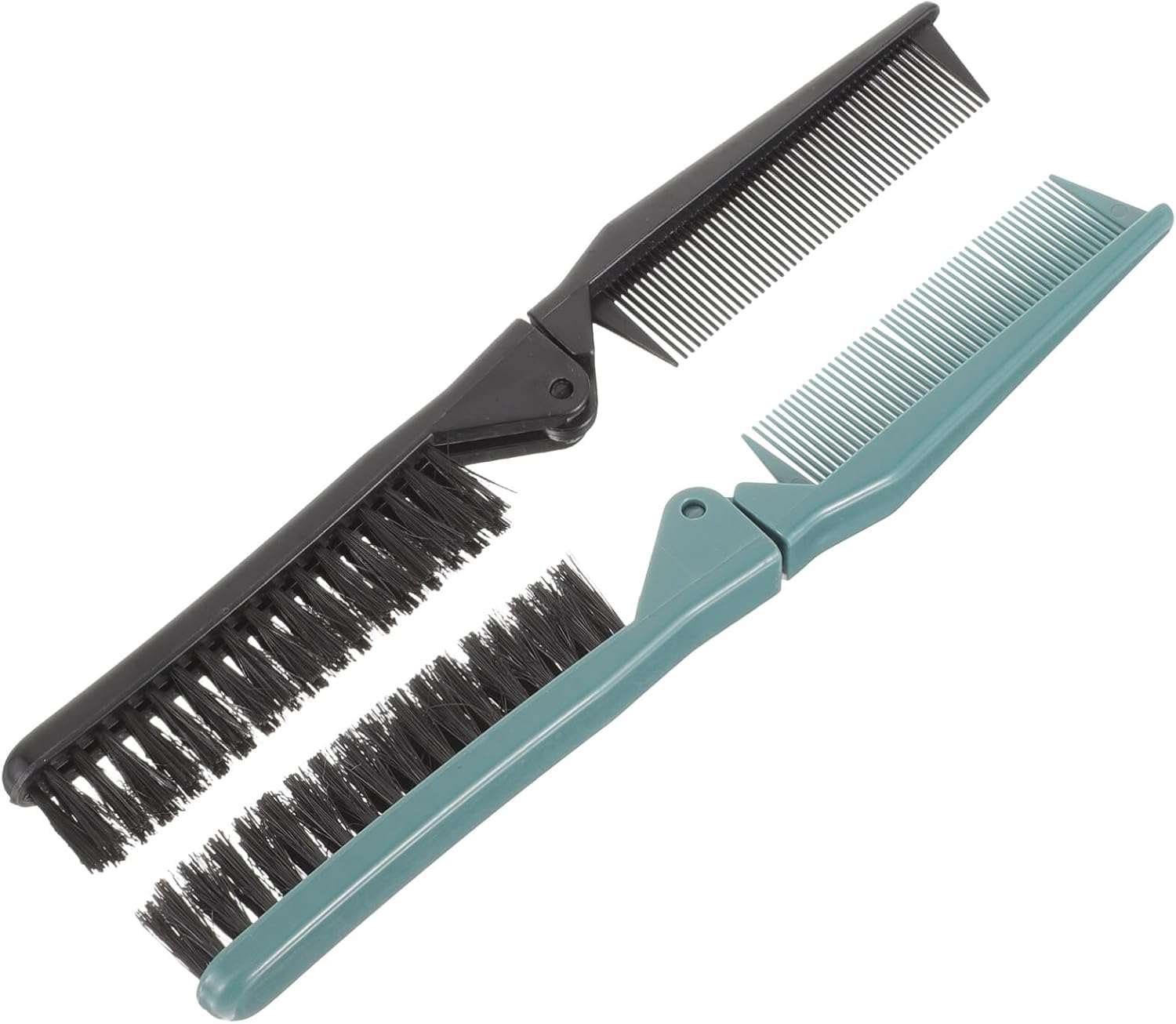 2Pcs Small Double Folding Hair Brush： Hair Styling Salon Brush Comb Folding Comb Double Use Comb for Curly And Straight Hair