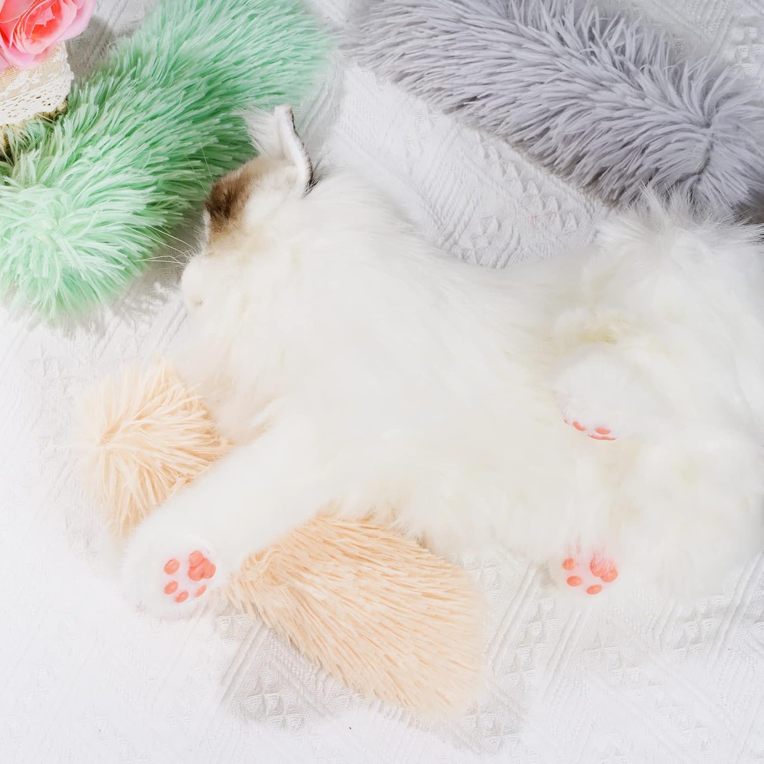 3pcs Cat Toys Cat Pillows, Catnip Toys Interactive Cat Kicker Toy Soft and Durable Plush Fabric Kick Sticks Chasing Chewing Filled Chew for Puppy Kitty Exercise Gray, Beige, Grass Green