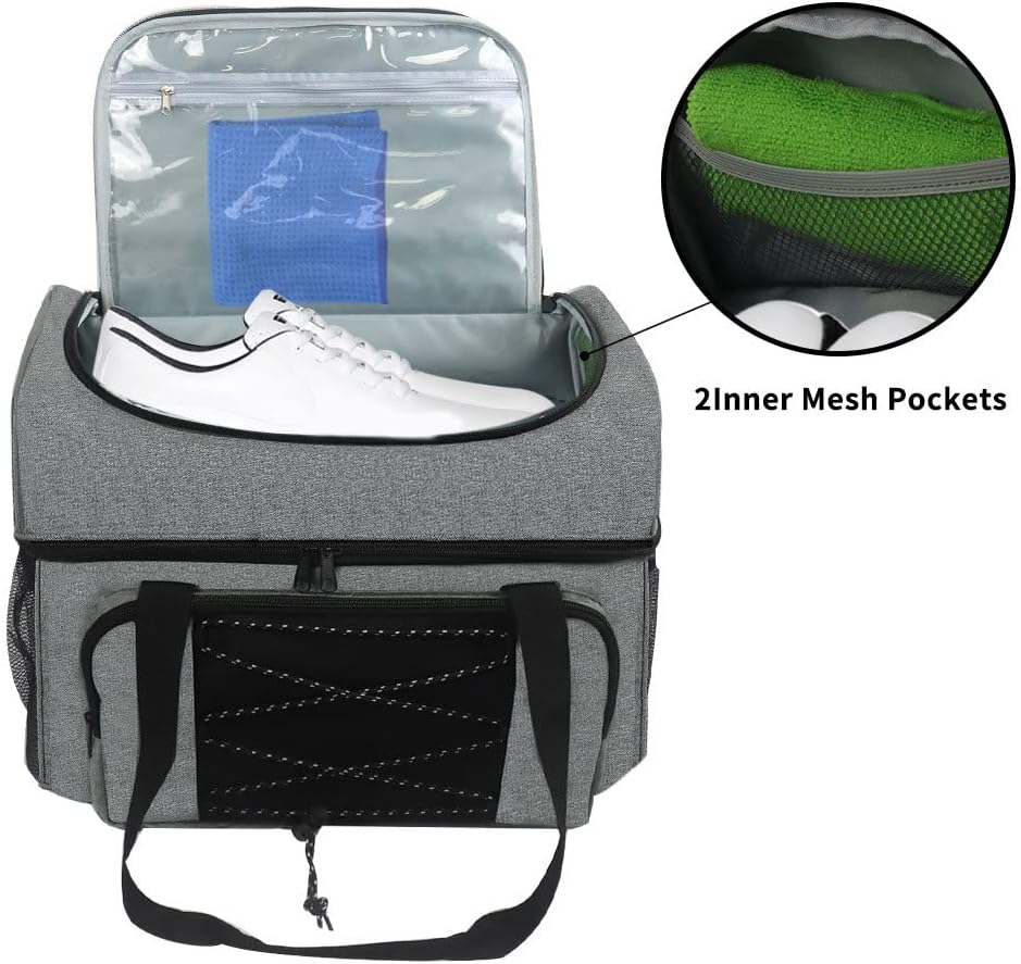 Bowling Bag for 2 Balls Portable Bowling Tote Bag with Padded Ball Holder for Double Ball and Pair of Bowling Shoes up to Mens 16