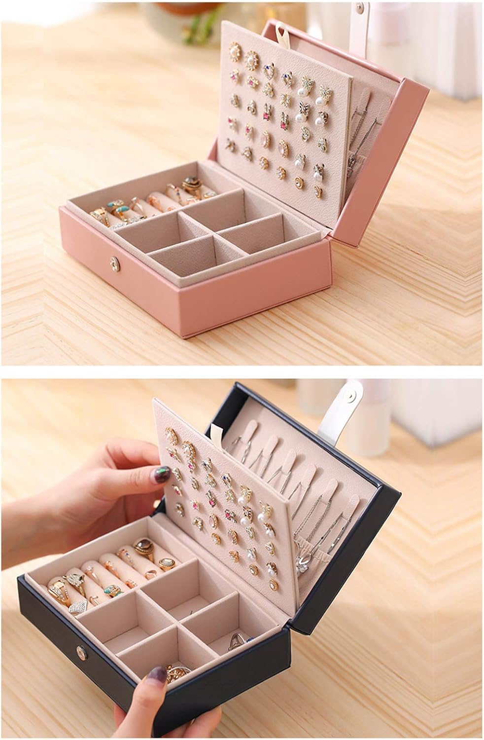 Stylish and Functional PU Leather Jewelry Storage Box for Organized Accessories